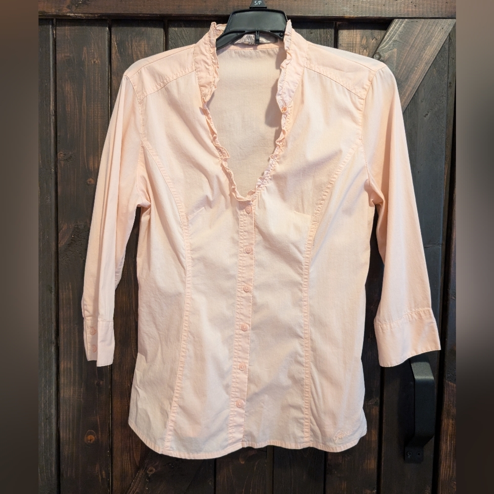 Guess Light Pink Ruffle Blouse, Size M